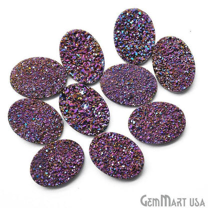 Plain Druzy 13x18mm Oval Shape Loose Cabochon (Pick Your Color) - GemMartUSA