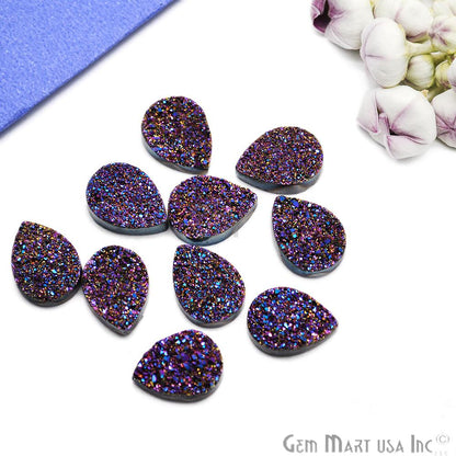 Plain Druzy 12x16mm Pear Shape Loose Cabochon (Pick Your Color) - GemMartUSA