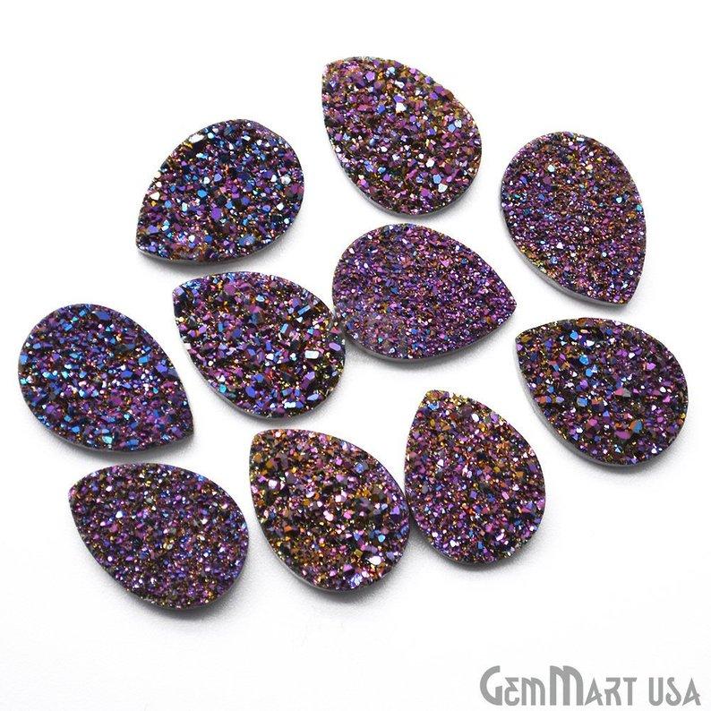 Plain Druzy 13x18mm Pear Shape Loose Cabochon (Pick Your Color) - GemMartUSA