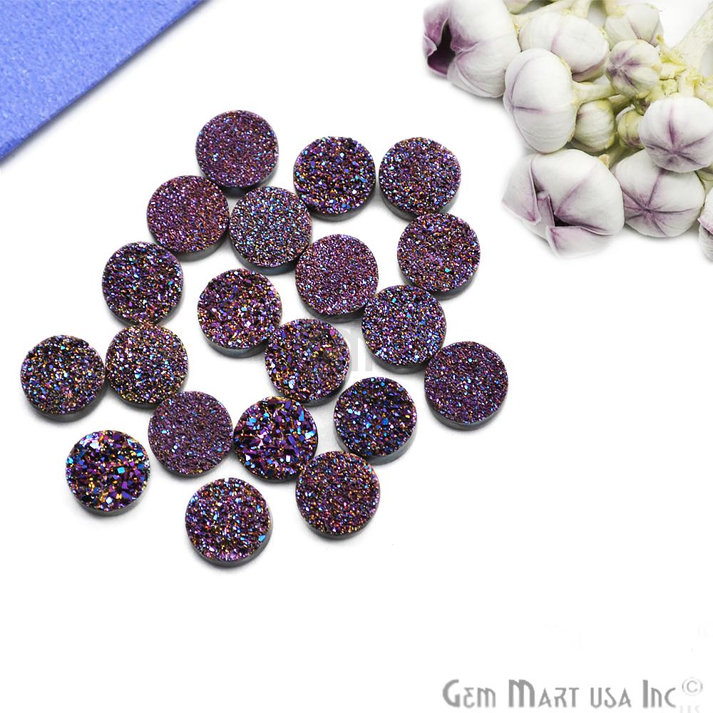 Plain Druzy 10mm Round Shape Loose Cabochon (Pick Your Color) - GemMartUSA