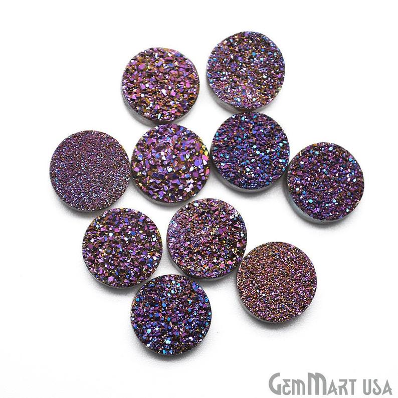 Titanium Druzy Cabochon 12mm Round Druzy (Pick Your Color) - GemMartUSA