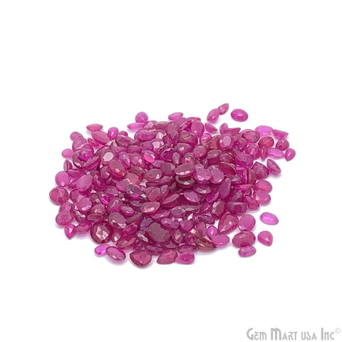 5 Carat Natural Ruby Oval & Pear Mixed Shape Loose Gemstone Lot| AAA-Quality July Birthstone Mixed Shape Faceted Cut Wholesale Lot