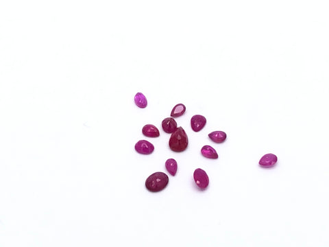 5 Carat Natural Ruby Oval & Pear Mixed Shape Loose Gemstone Lot| AAA-Quality July Birthstone Mixed Shape Faceted Cut Wholesale Lot