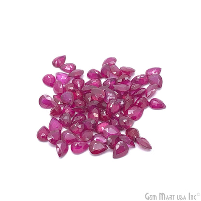 Ruby Pears Gemstone, 6x8mm, 1 Carats, 100% Natural Faceted Loose Gems, July Birthstone