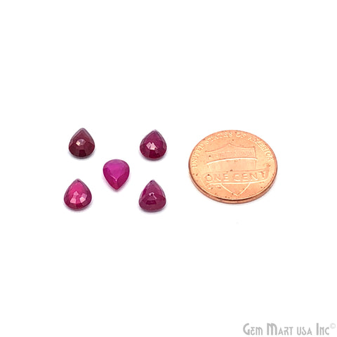 Ruby Pears Gemstone, 6x8mm, 1 Carats, 100% Natural Faceted Loose Gems, July Birthstone