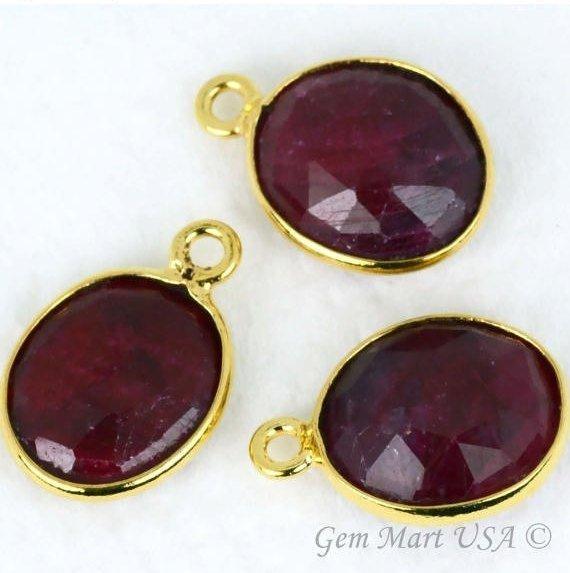 Oval 10x12mm Single Bail Gold Bezel Gemstone Connector