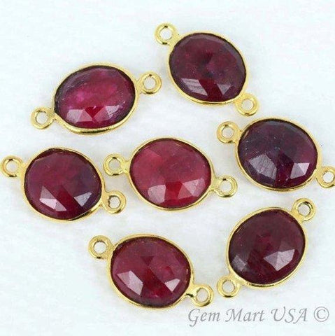 Oval 10x12mm Double Bail Gold Bezel Gemstone Connector