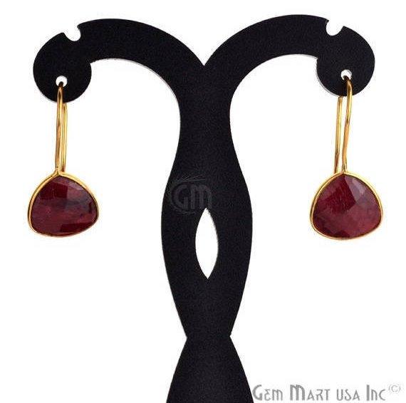 Trillion Shape 13mm Gold Plated Gemstone Hook Earrings (Pick your Gemstone) (90030-1) - GemMartUSA
