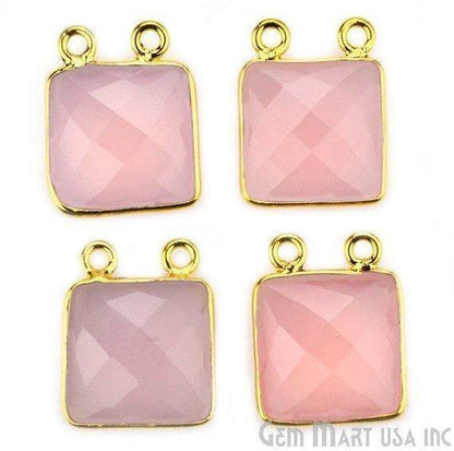 Square 12mm Gemstone Cat Bail Gold Bezel Connector