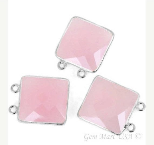 Square 16mm Silver Plated Cat Bails Gemstone Bezel Connector