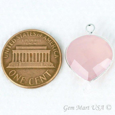 Heart 12mm Single Bail Silver Bezel Gemstone Connector
