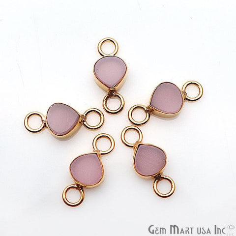 Heart Shape 7mm Gemstone Double Big Bail Gold Connector (Pick Your Gemstone) - GemMartUSA