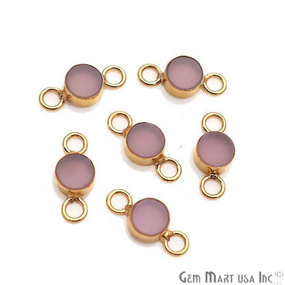 Round Shape 7mm Gemstone Double Big Bail Gold Connector (Pick Your Gemstone) - GemMartUSA