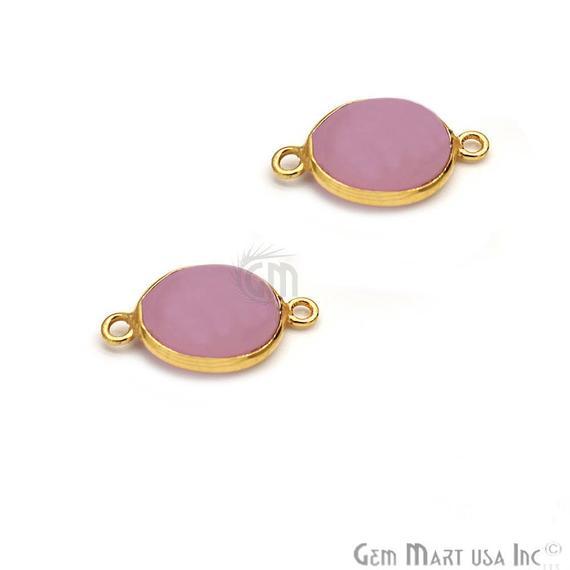 Oval 10x12mm Gemstone Cabochon Connector (Pick Your Gemstone,Plating,Bail) - GemMartUSA