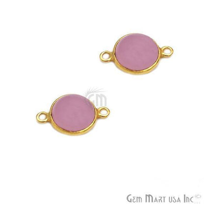 Round 10mm Cabochon Gold Plated Double Bail Tiny Gemstone Connectors