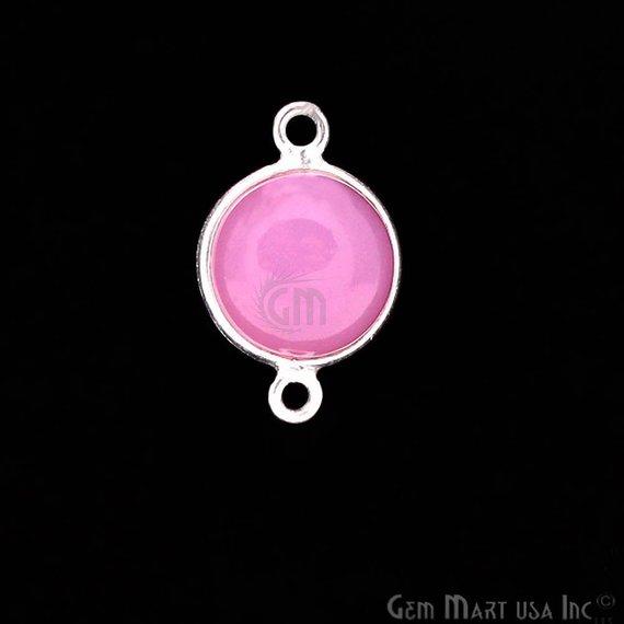 Round Shape 10mm Gemstone Cabochon Connector (Pick Your Gemstone,Plating,Bail) - GemMartUSA