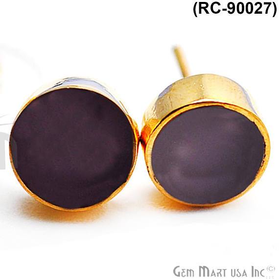 Gold Plated 8mm Round Gemstone Stud Earrings (Pick Your Gemstone) - GemMartUSA