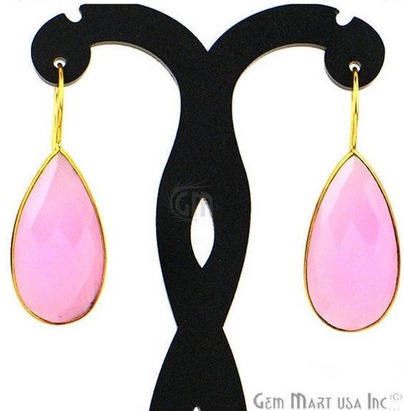 Pear Shape 15x30mm Gold Plated Gemstone Hook Earrings (Pick your Gemstone) (90003-1) - GemMartUSA