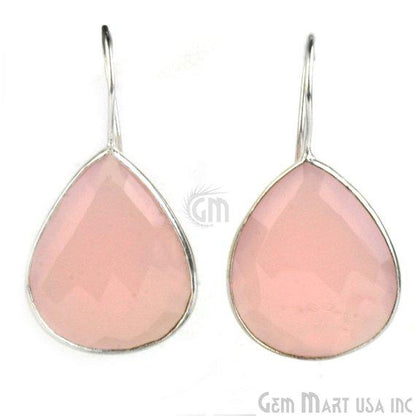 Pear Shape 21x26mm Silver Plated Gemstone Hook Earrings (Pick your Gemstone) (90011-1) - GemMartUSA