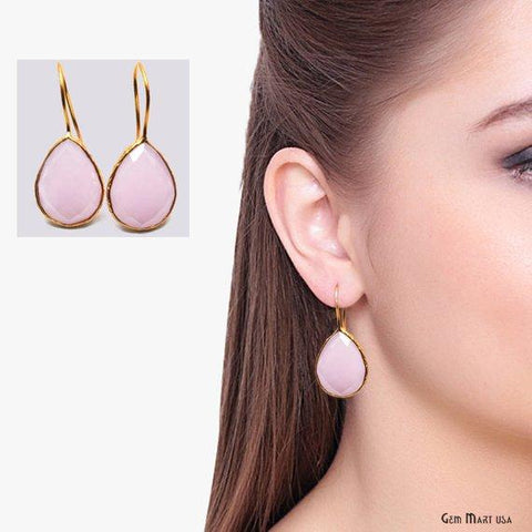 Pear 17x13mm Gold Gemstone Hook Earrings 1 Pair (Pick your Gemstone) - GemMartUSA
