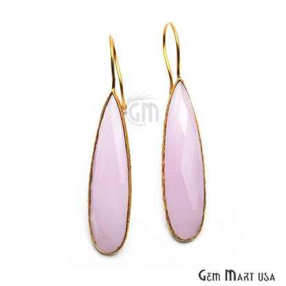 Pear Shape 57x11mm Gold Plated Gemstone Hook Earrings (Pick your Gemstone) (90049-1) - GemMartUSA