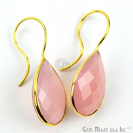 Pear Shape 16x35mm Gold Plated Gemstone Hook Earrings (Pick your Gemstone) (90089-1) - GemMartUSA