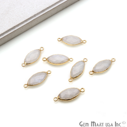 Rainbow Moonstone Marquise 10x20mm Gold Electroplated Double Bail Gemstone Connector