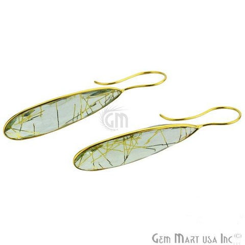 Pear Shape 57x11mm Gold Plated Gemstone Hook Earrings (Pick your Gemstone) (90049-1) - GemMartUSA
