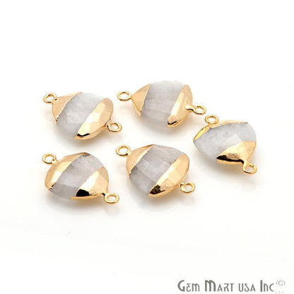 Rainbow Moonstone 16mm Trillion Shape Gold Electroplated Gemstone Connector - GemMartUSA