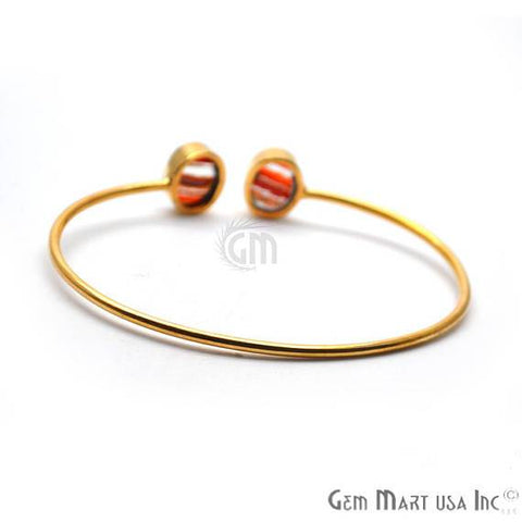 Red Copper Infused 10x12mm Oval Shape Gold Plated Handmade Adjustable Bangle Bracelet - GemMartUSA