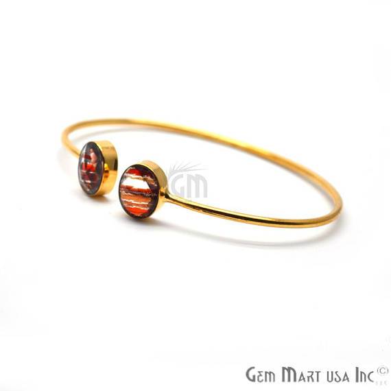 Red Copper Infused 10x12mm Oval Shape Gold Plated Handmade Adjustable Bangle Bracelet - GemMartUSA