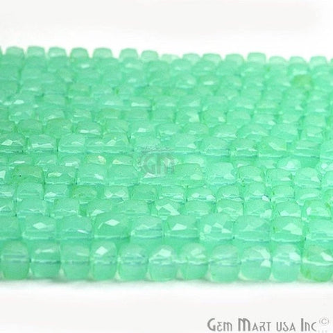 Aqua Chalcedony Cube Box Beads 9" Full Length Beads - GemMartUSA