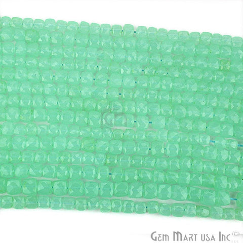 Aqua Chalcedony Cube Box Beads 9" Full Length Beads - GemMartUSA