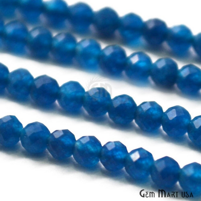 Royal Blue Chalcedony Rondelle Beads, 12-13 Inch Gemstone Strands, Drilled Strung Nugget Beads, Faceted Round, 2-2.5mm