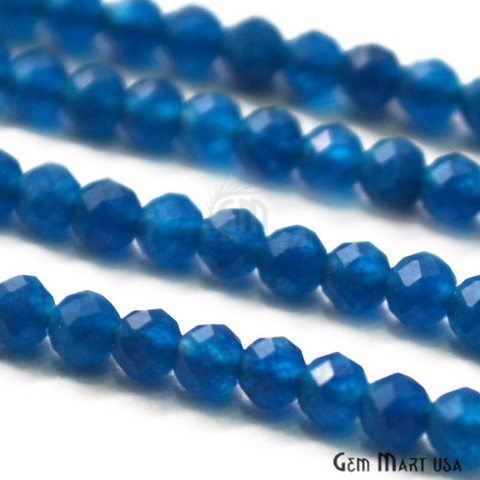 Royal Blue Chalcedony Rondelle Beads, 13 Inch Gemstone Strands, Drilled Strung Nugget Beads, Faceted Round, 2-2.5mm