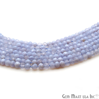 Blue Lace Agate Rondelle Beads, 13 Inch Gemstone Strands, Drilled Strung Nugget Beads, Faceted Round, 6-7mm