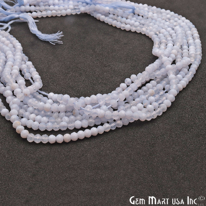 Blue Lace Agate Rondelle Beads, 13 Inch Gemstone Strands, Drilled Strung Nugget Beads, Faceted Round, 6-7mm