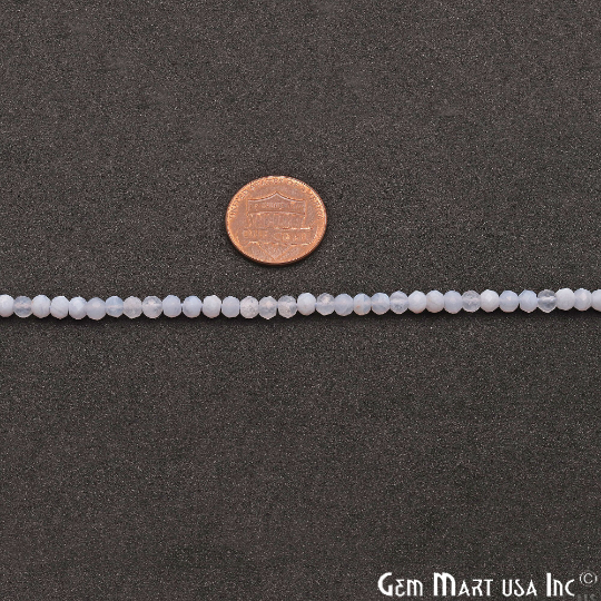 Blue Lace Agate Rondelle Beads, 13 Inch Gemstone Strands, Drilled Strung Nugget Beads, Faceted Round, 6-7mm