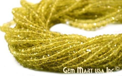 Lemon Topaz Round Beads 3-4mm Gemstone Rondelle Beads - GemMartUSA
