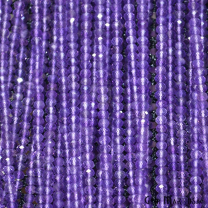 Amethyst Rondelle Beads, 12.5 Inch Gemstone Strands, Drilled Strung Nugget Beads, Faceted Round, 3-4mm