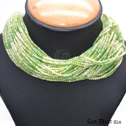Green Opal Faceted Gemstones Rondelle Beads (762733559855)