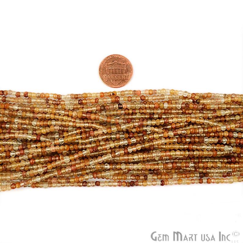 1 Strand Micro Faceted AAA Quality Red Copper Rutile 13" Full Length 2.5-3mm Rondelle - GemMartUSA