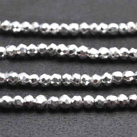 Silver Pyrite Micro Faceted Rondelle 3-4mm 13Inch Length AAAmazing quality 100 Percent Natural (RLSP-70002) (762886062127)