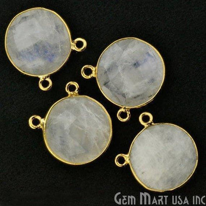 Round 16mm Cat Bail Gold Bezel Gemstone Connector