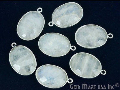 Oval 15x20mm Silver Bezel Single Bail Gemstone Connector