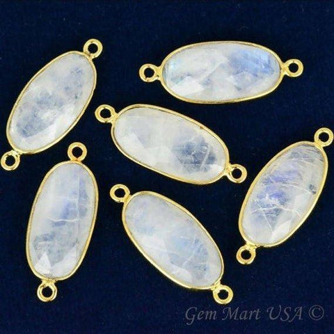 Oval 10x20mm Gold Bezel Double Bail Gemstone Connector