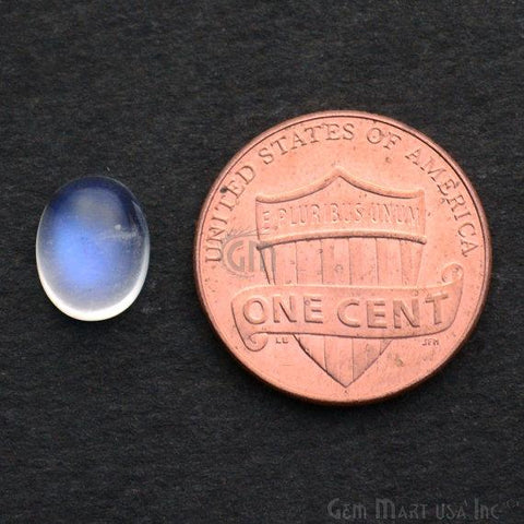2pc Lot Natural Rainbow Moonstone Blue Flash Cabochon AAA Quality 6x8mm Loose Gemstone - GemMartUSA