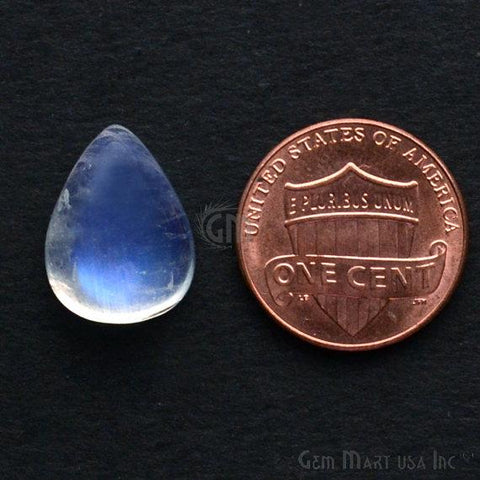 Natural Rainbow Moonstone Blue Flash Cabochon, 9x12mm Pears Shape Loose Gemstone AAA Quality - GemMartUSA