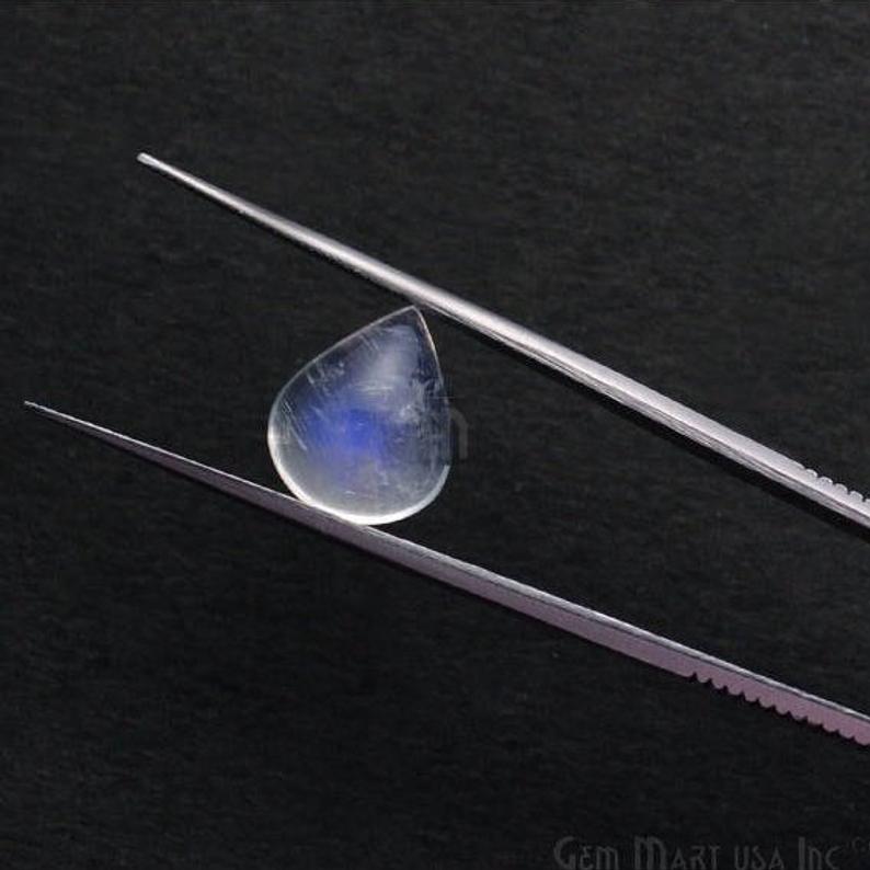 Rainbow Moonstone Blue Flash Cabochon 12x14mm Pears June Birthstone Loose gemstones - GemmartUSA