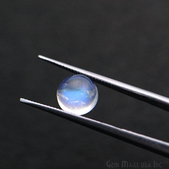 2pc Lot Natural Rainbow Moonstone Blue Flash Cabochon AAA Quality 9mm Loose Gemstone - GemMartUSA